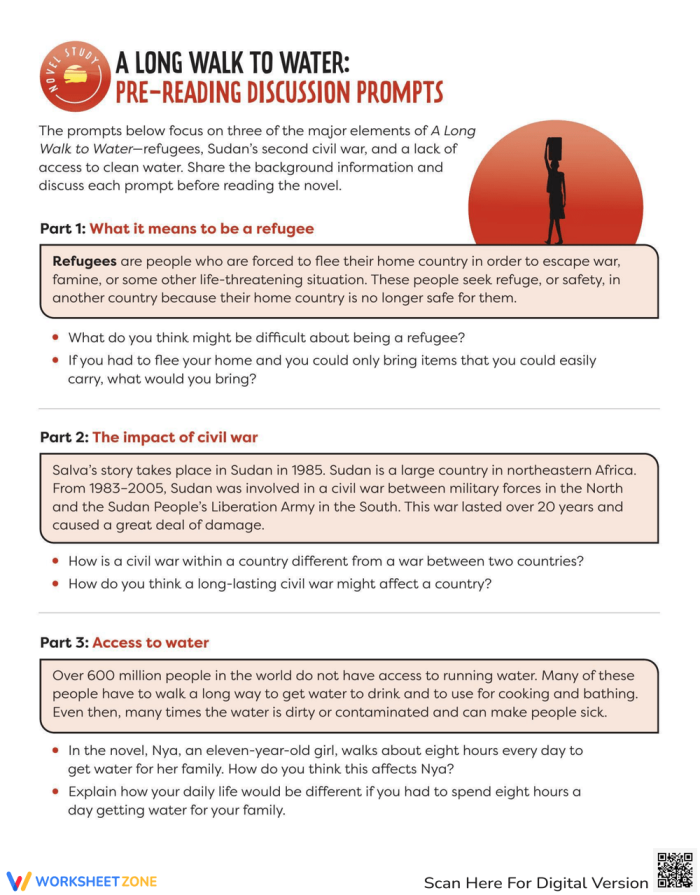 Pre-reading discussion guide for The Giver by Lois Lowry aimed at seventh-grade students