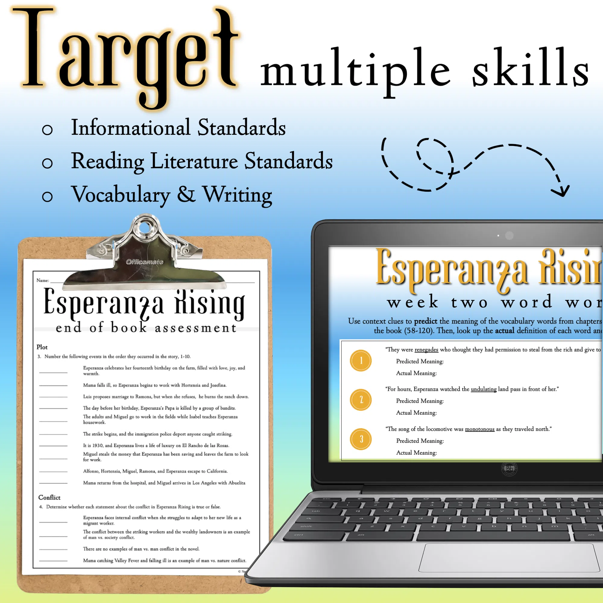 Novel Study: Esperanza Rising: Pre-Reading Activity worksheet for Fifth Grade