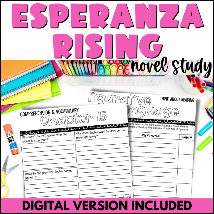 Novel Study: Esperanza Rising: Pre-Reading Activity worksheet for Fifth Grade