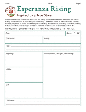 Novel Study: Esperanza Rising: Pre-Reading Activity worksheet for Fifth Grade