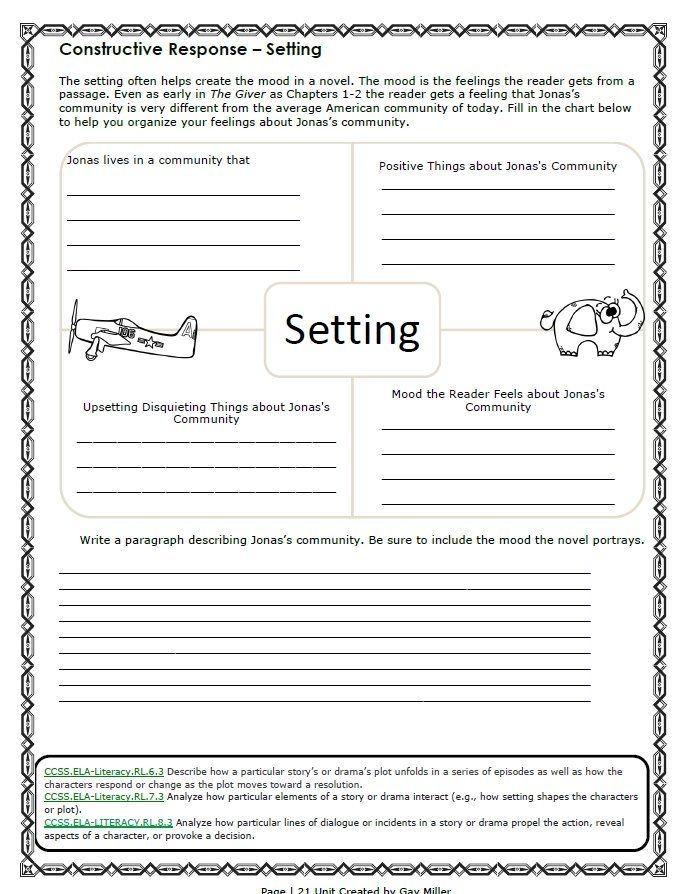 Pre-reading discussion guide worksheet for The Giver by Lois Lowry designed for seventh-grade students