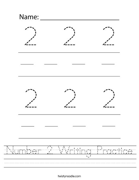 Early math worksheet for young children to practice number two writing skills Practice writing the number 2 with counting activities for Pre-K learners