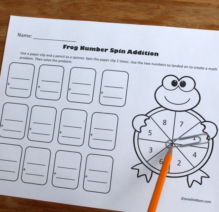 Engaging number line activity for first graders to practice addition skills Colorful worksheet featuring a number line for frog leap one-digit addition