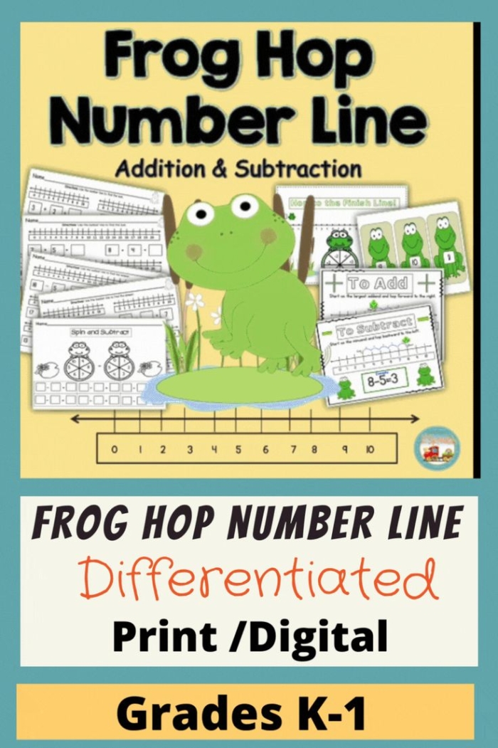 Engaging first-grade activity for mastering single-digit addition with number lines colorful number line worksheet featuring frog leaps for one-digit addition