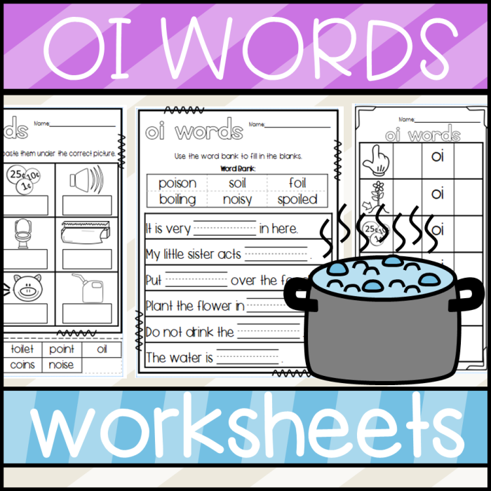 Engaging oi phoneme exercise for young learners in first grade alphabet review First Grade alphabet worksheet highlighting the oi phoneme for vowel practice