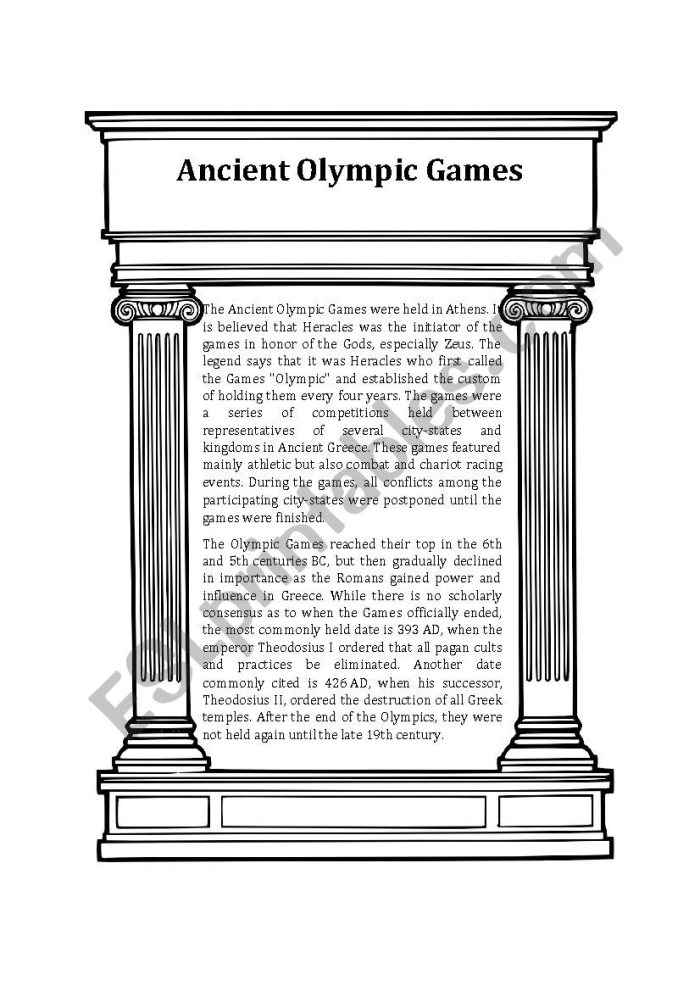 Engage with the first modern Olympic games in Greece through this fun 1896 Olympics worksheet 14 Third grade worksheet on the 1896 Olympics featuring reading and alphabet activities