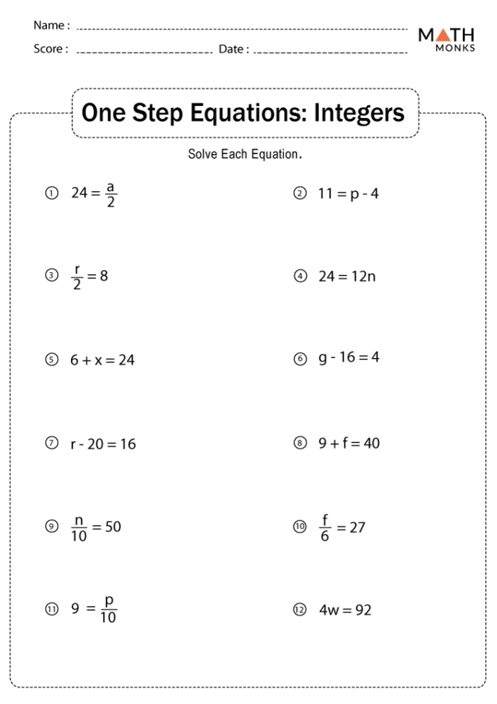 Kids engaged in solving one-step equations on a fun worksheet. One-Step Equations Worksheet for Algebra Practice.