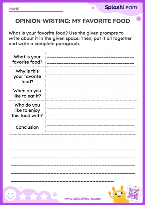 Opinion Paragraphs worksheet for young writers in a data and graphing exercise Third grade students engaging with an Opinion Paragraphs worksheet featuring relatable writing prompts