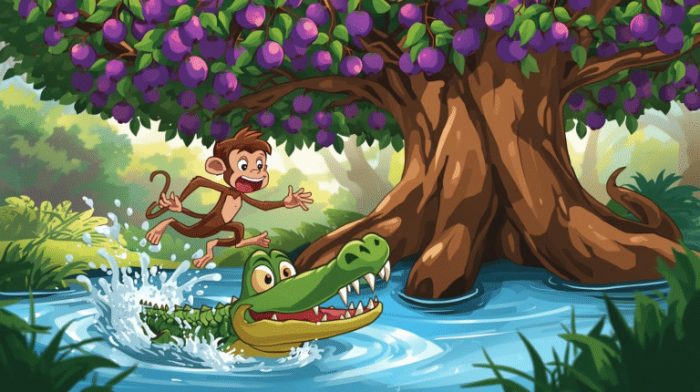 Life science worksheet featuring the Panchatantra tale The Gold-Giving Snake, image 22 Illustration of a golden snake from the Panchatantra story for a fifth grade life science worksheet