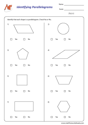 Parallelogram identification activity for third graders with hidden word puzzle on worksheet 12 Third grade student coloring parallelograms on a worksheet to reveal a secret word