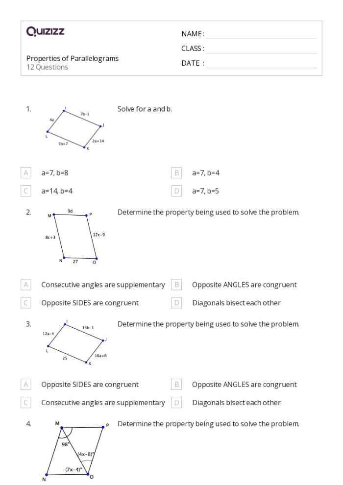 Color and find hidden words with parallelograms in this 3rd grade geometry activity sheet Third grade worksheet for identifying parallelograms by coloring shapes to reveal a secret word