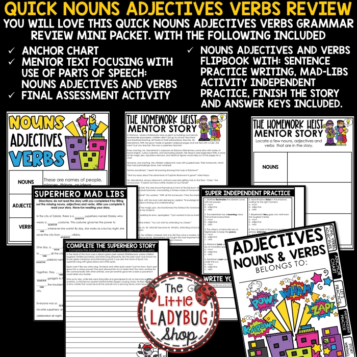 Reviewing Parts of Speech worksheet for fifth grade reading practice, image 18 Fifth grade students working on a parts of speech review worksheet focused on identifying word functions in sentences
