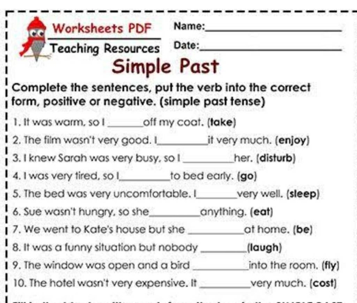 Get into Grammar Past Tense practice for first grade students, image 24 First grader working on a past tense exercise from the Get into Grammar worksheet
