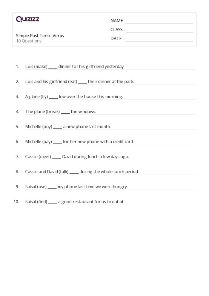 Explore past tense verbs in a fun island setting with worksheet nine Fourth Grade Past Tense Quicksand worksheet with island adventure theme