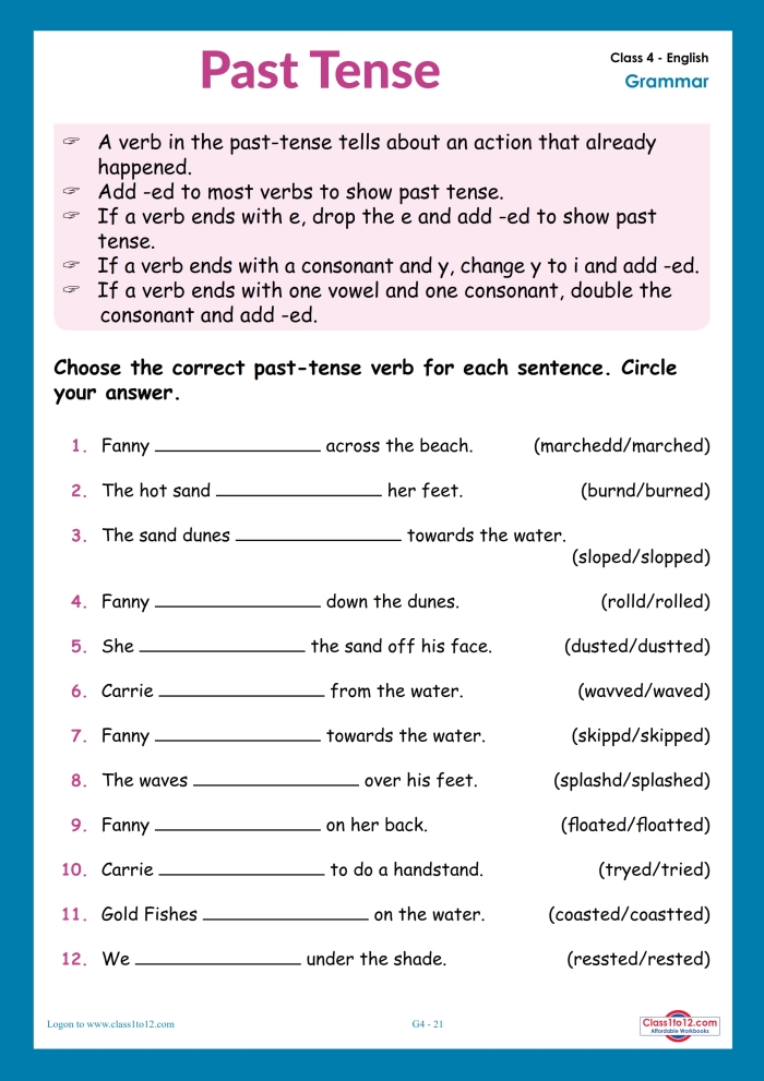 Past Tense Quicksand worksheet for practicing verbs in a fun island setting, image five Fourth grade worksheet featuring a past tense quicksand challenge with an island adventure theme
