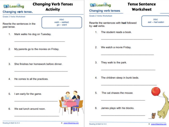 Worksheet 17 for practicing past tense verbs in first grade grammar exercises First grade student working on a past tense grammar worksheet focused on verbs