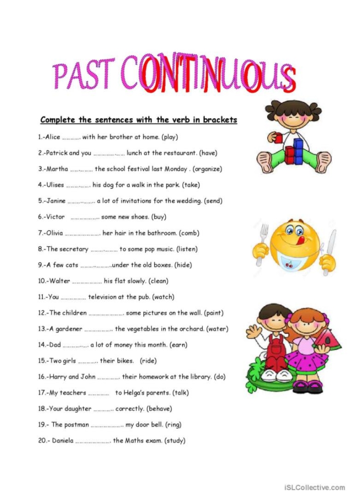 Get into Grammar Past Tense worksheet for first grade practice session number 11 First grader completing a worksheet on past tense verbs for grammar practice