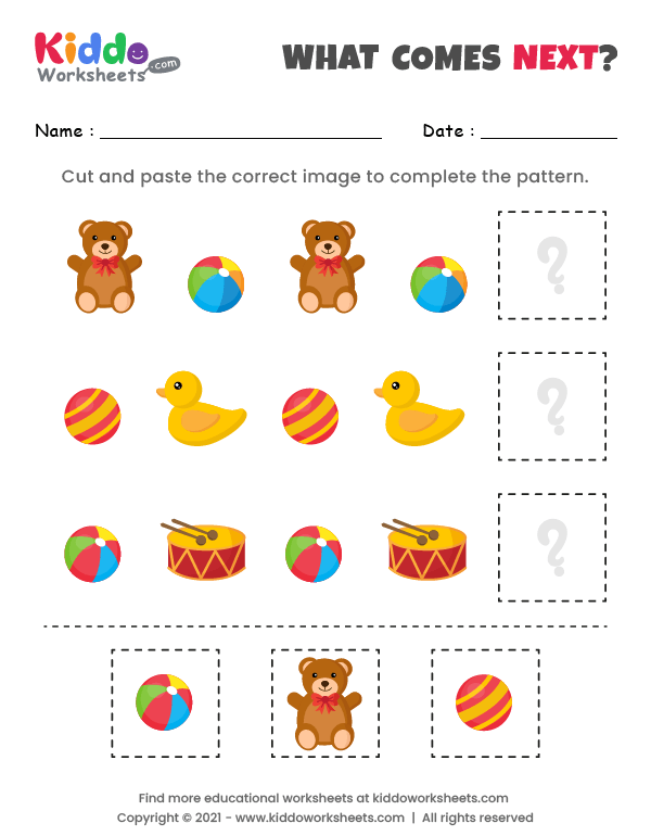 Logical reasoning practice with geometric shapes for young learners in grade two Second grade worksheet featuring geometric patterns for completing sequences