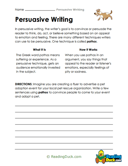 Fourth grade student worksheet showing a persuasive paragraph outline template with sections for topic sentence, supporting reasons, and concluding statement