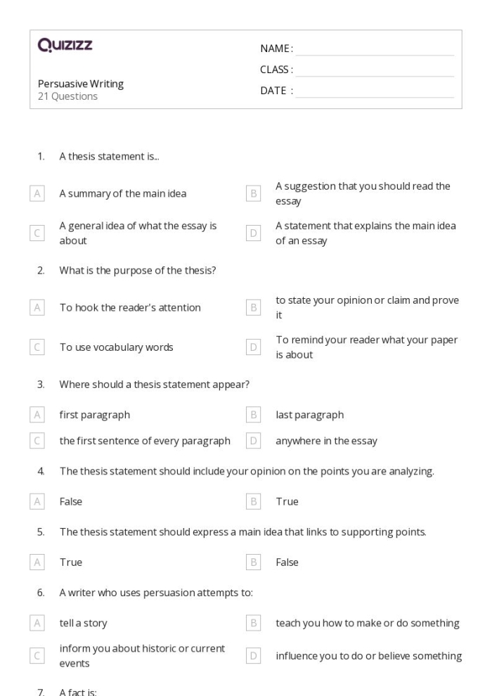Fourth grade worksheet for persuasive writing about soda with structured paragraph sections