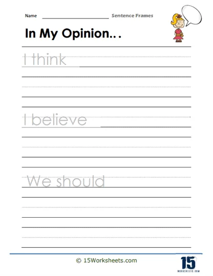 Persuasive writing sentence frames worksheet for grade five students, image 16 Fifth grade persuasive writing worksheet with sentence frames for essay development
