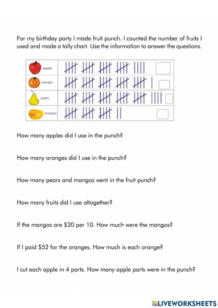 First Grade worksheet featuring adorable pets for tallying practice in history