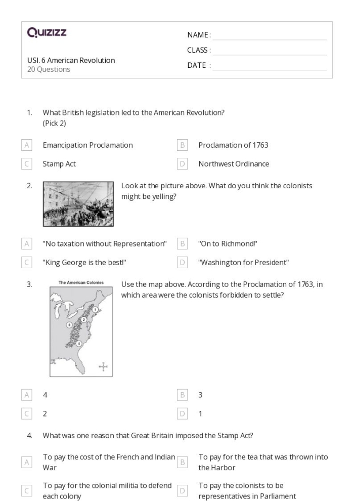 Fifth grade worksheet on the Philadelphia Campaign during the American Revolution showing battle scenes and reading exercises