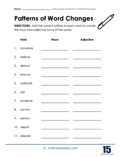 Level 1 Word Patterns in Sentences worksheet for building grammar skills in third grade students Third Grade phonics worksheet focusing on word patterns in sentences for beginner learners
