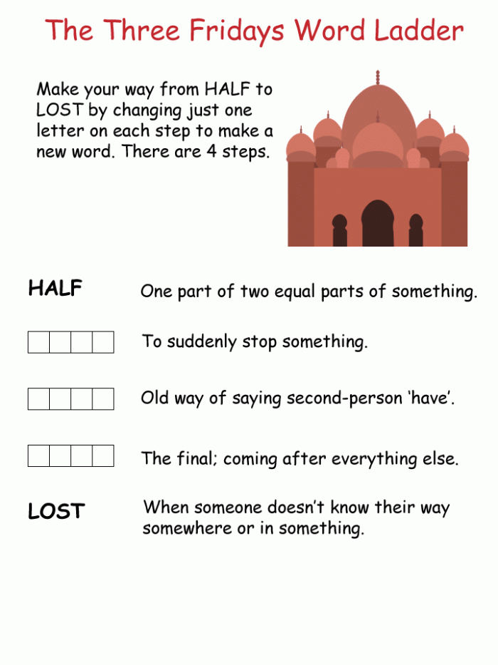 Engage your child with this Word Ladder worksheet for early readers in geography skills practice Kindergarten geography Word Ladder Challenge worksheet transforming CAT to DOG with phonics clues