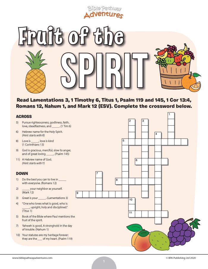 Engaging Picture Crossword: Fruit! worksheet for first graders Colorful fruit-themed crossword puzzle for kids to enhance spelling skills