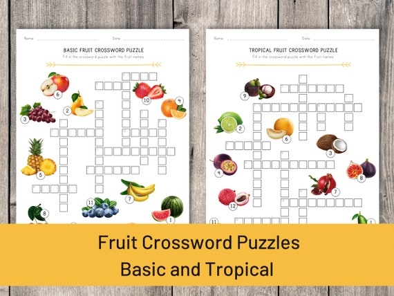 Engaging Picture Crossword: Fruit! for creative spelling practice Colorful fruit-themed crossword puzzle worksheet for first graders
