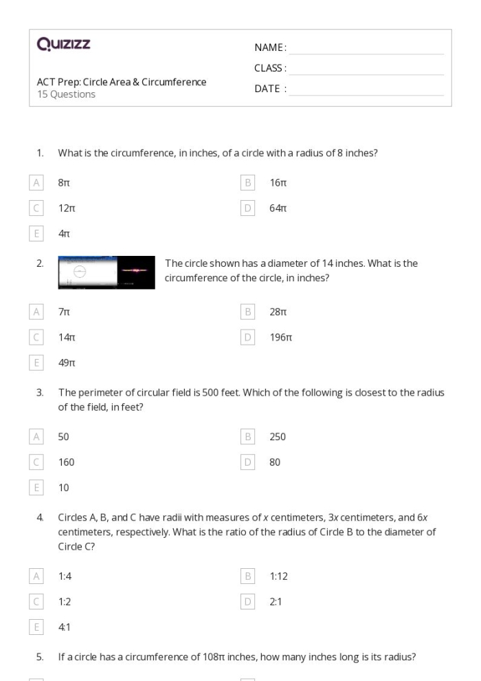 Pizza circle worksheet for practicing radius, diameter, circumference, and area calculations, image 16 Circumference and area of a circle worksheet featuring a pizza-themed geometry exercise