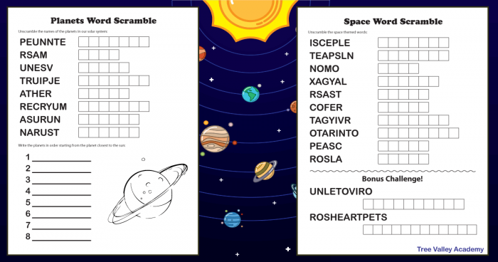 Worksheet image of scrambled planets activity for third graders number 7 Third grade worksheet with scrambled planet names for kids to solve