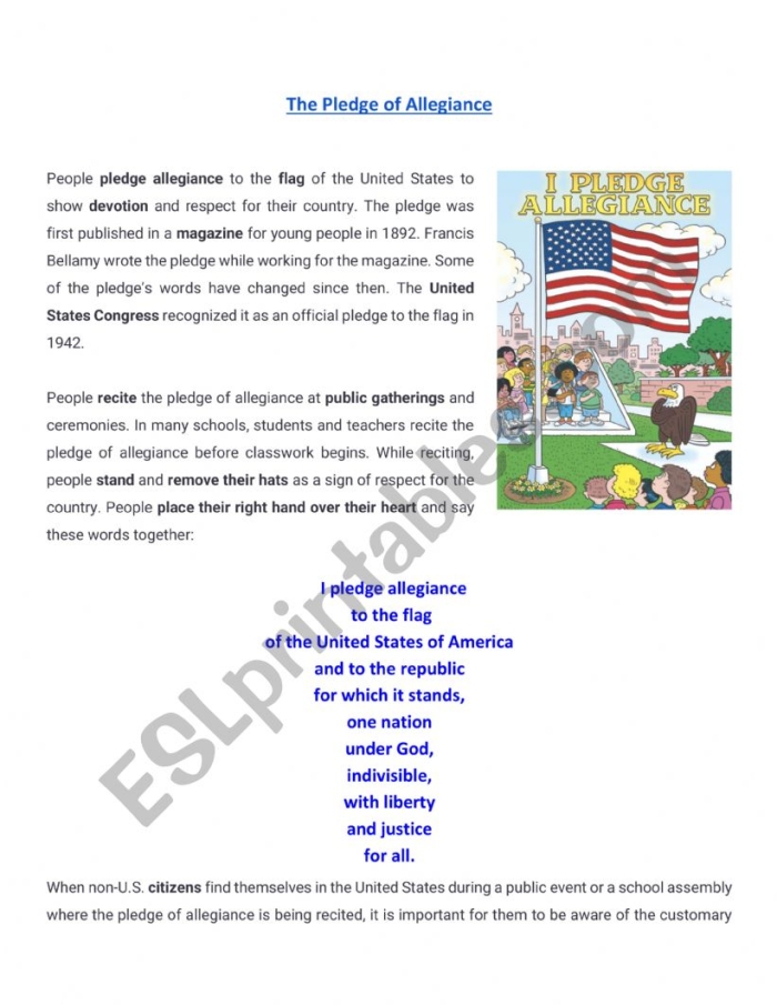 Pledge of Allegiance Coloring Sheet for Beginning Readers First grade students coloring and learning the Pledge of Allegiance with fun phonics activities