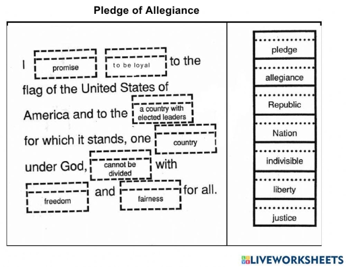 Pledge of Allegiance Coloring Sheet for Beginning Readers First grade students coloring and learning the Pledge of Allegiance with this interactive phonics worksheet activity
