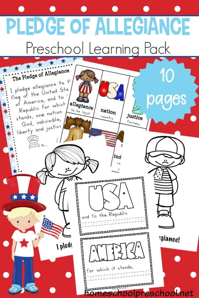 Pledge of Allegiance Coloring Sheet for Beginning Readers First grade students coloring and learning the Pledge of Allegiance with this phonics worksheet activity