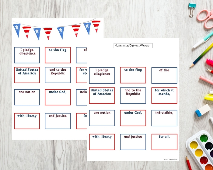 Pledge of Allegiance Coloring Sheet for Beginning Readers First grade students coloring and learning the Pledge of Allegiance with this phonics worksheet activity
