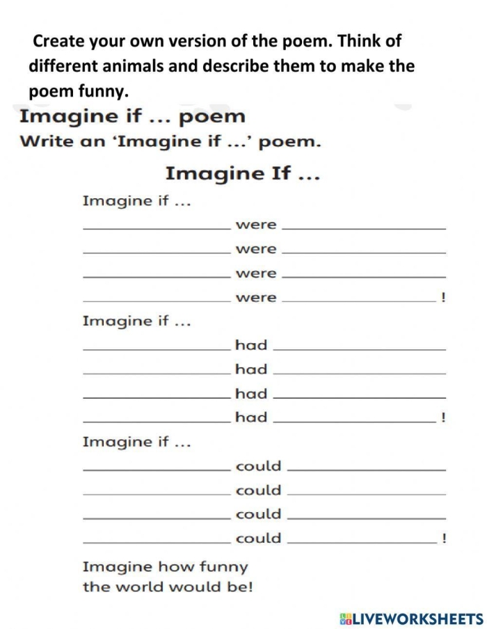 First Grade student working on the What's Up with This Poem worksheet analyzing poem structure