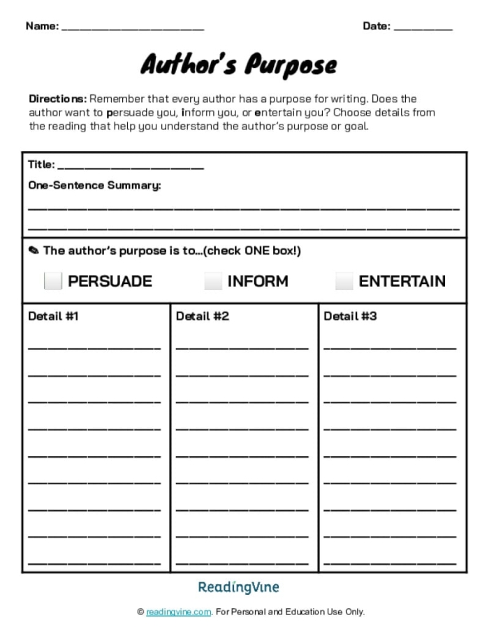 Author’s Point of View worksheet for data organization and evidence analysis, image 22 Fourth grade graphic organizer worksheet focusing on identifying the author’s point of view in nonfiction texts