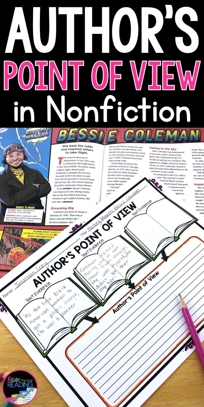 Fourth grade graphic organizer for understanding author’s perspective in nonfiction texts, image 24 Graphic organizer worksheet for fourth grade showing how to identify an author’s point of view and supporting evidence