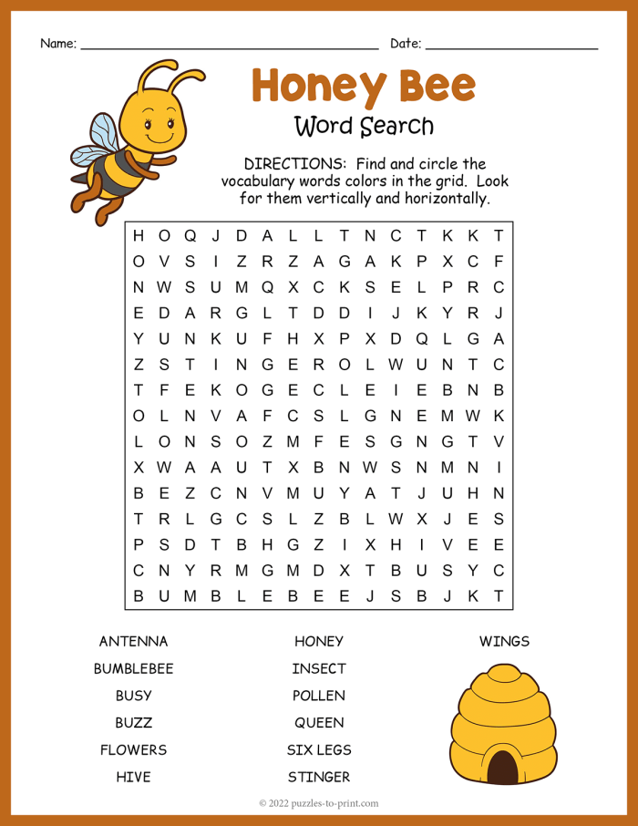 Fourth Grade worksheet showing a Flowers in Love pollinators word search puzzle