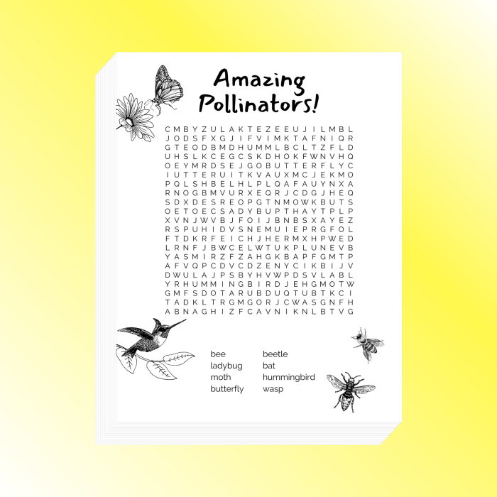 Flowers in Love Pollinators word search worksheet for fourth grade handwriting practice