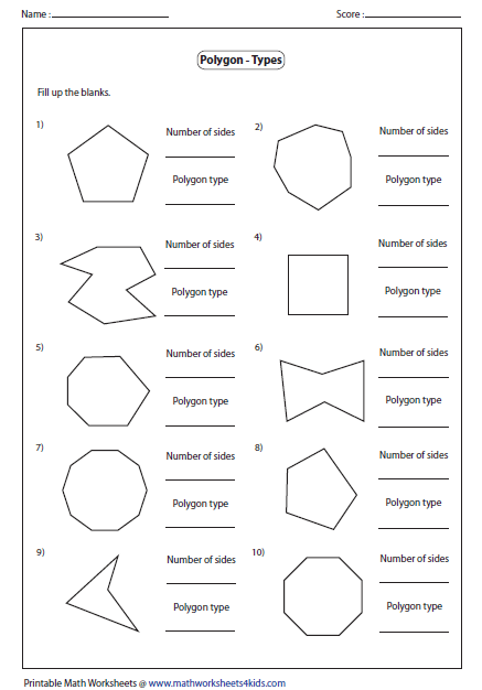 Worksheet image 22 showing various polygons for student practice on polygon types Fifth grade worksheet on identifying regular and irregular polygons in a civics class