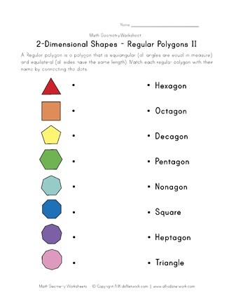Educational Civics and Government activity focusing on identifying polygon types in worksheet 21 Fifth grade worksheet showing various polygons to distinguish regular and irregular shapes