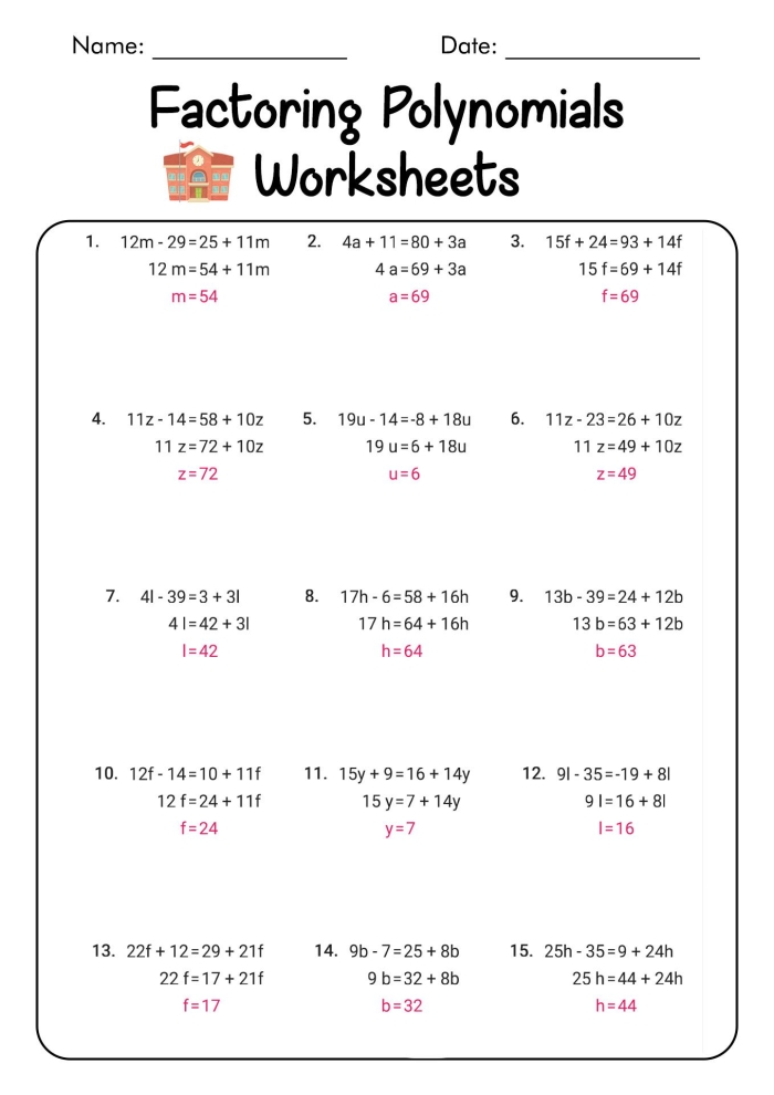 Middle school student working through polynomial identification and standard form practice problems on a worksheet