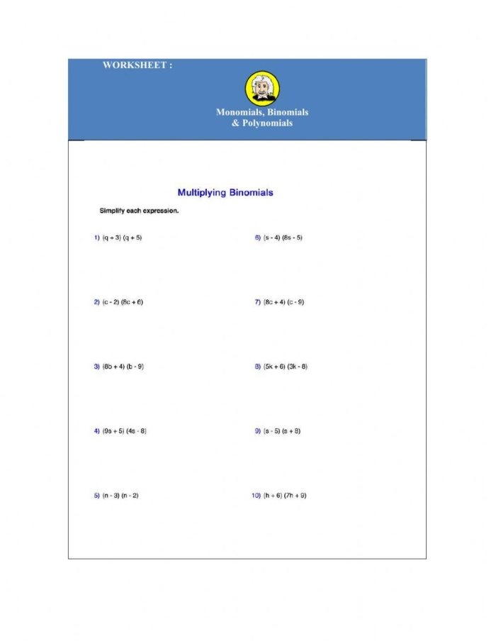 A middle school student working through polynomial practice problems on a worksheet with equations and standard form exercises