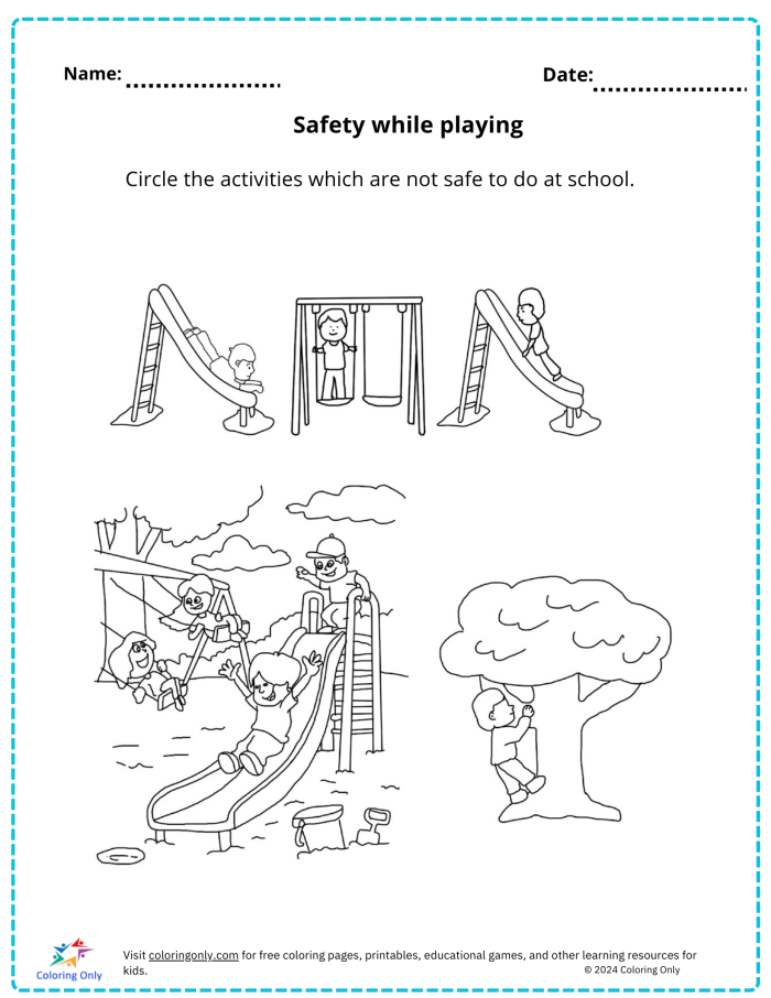 Colorful pop-up playground scene featuring a swing set, slide, and children for first graders to explore.