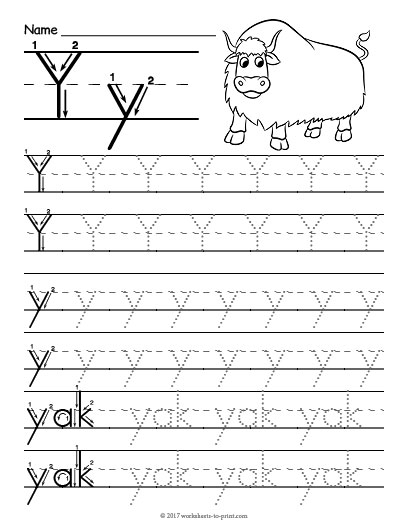 Practice Tracing the Letter Y worksheet for Spanish-speaking prekindergarteners Worksheet for tracing the letter Y designed for pre-K children to enhance fine motor skills