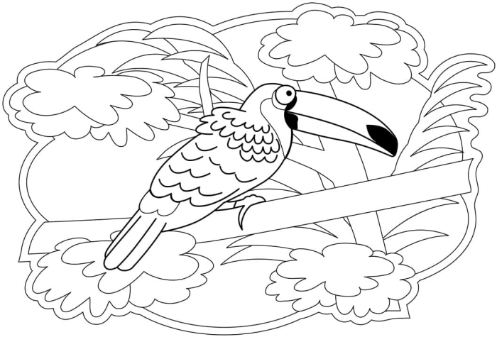 Creative coloring sheet of a toucan for young learners to explore colors and civics fun Pre-K Color the Toucan worksheet featuring a fun civics and government activity