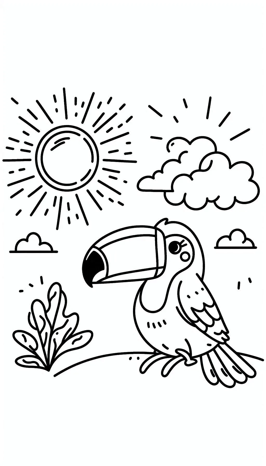 Creative toucan coloring page from the Color the Toucan worksheet series, image 20 Pre-K worksheet featuring a toucan for coloring activities in civics and government